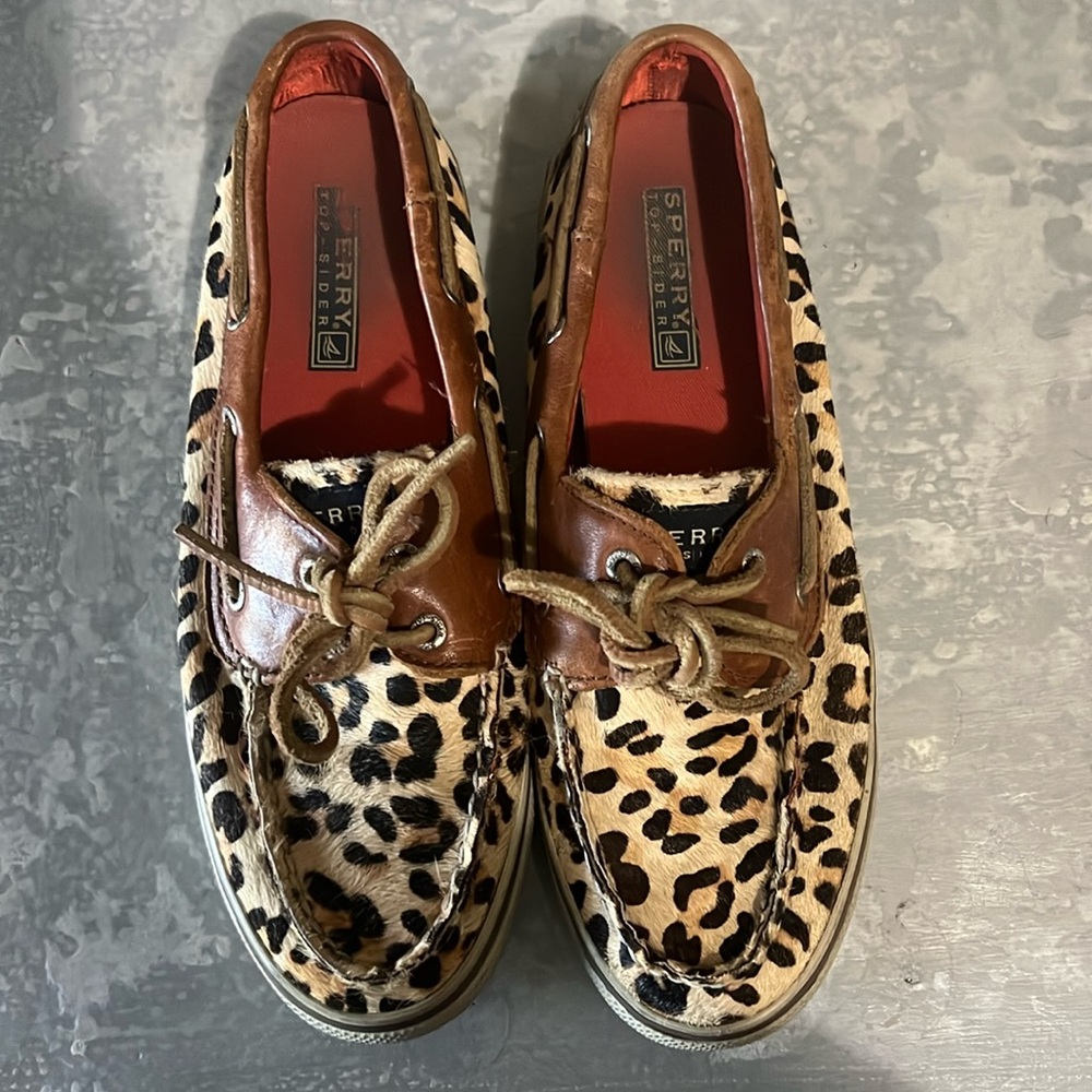 Leopard calf hair, Sperry sz 6.5